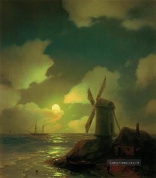  russisch malerei - Windmühle mühle~~POS=HEADCOMP auf dem Meer Küste 1851 Verspielt Ivan Aiwasowski russisch